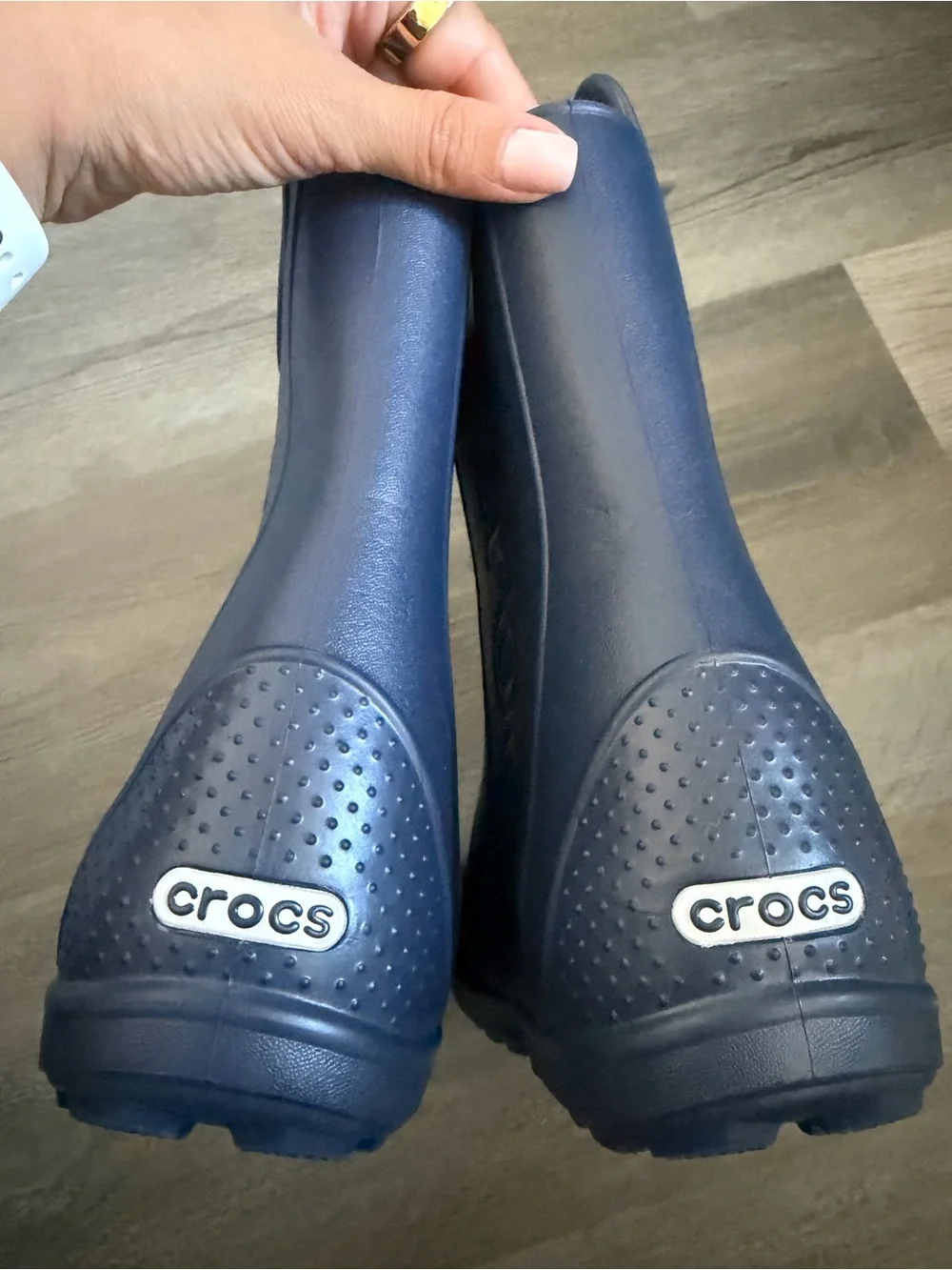Crocs Handle It Rain Boots Navy Blue Kids Size J3 Waterproof